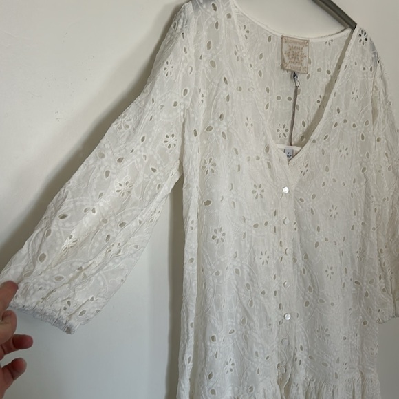 NWT JOHNNY WAS Maurice Eyelet Flounce Dress - Picture 6 of 9